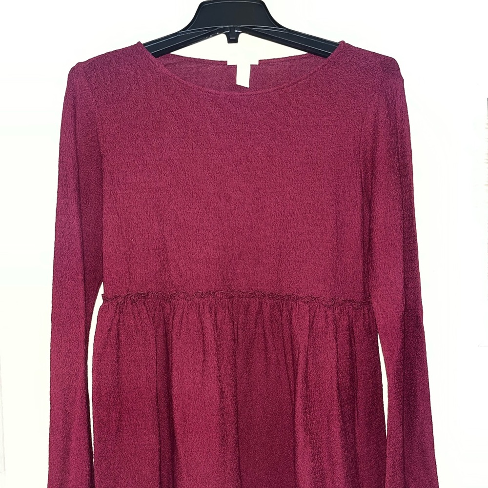 Maroon Long Sleeve Maternity Top